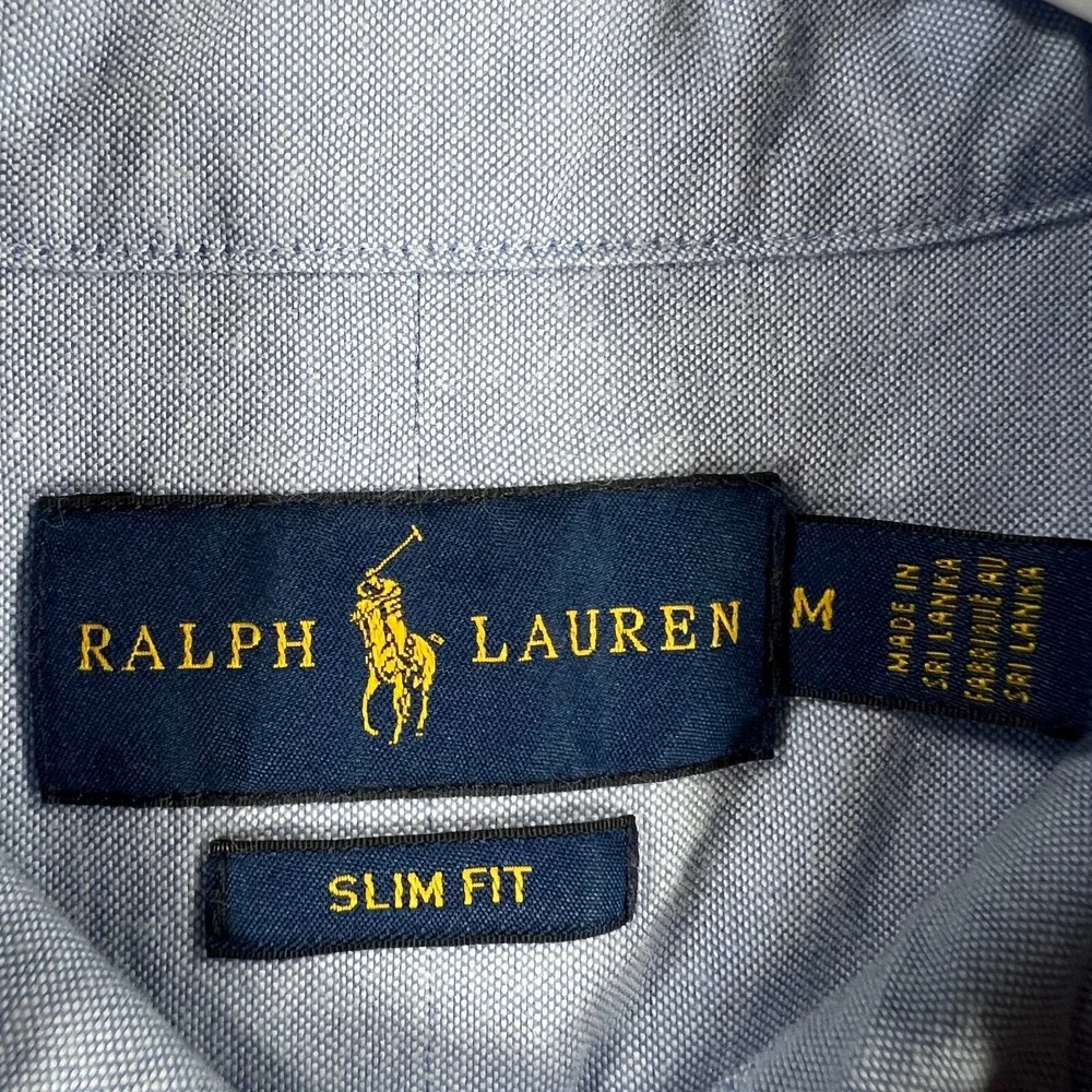 Ralph Lauren Shirt Youth Medium Blue Short Sleeve Button Down Slim Fit